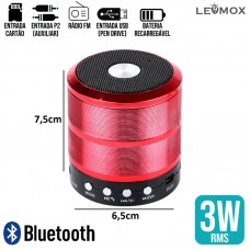 Caixa de Som Bluetooth LES-887 Lehmox - Vermelha